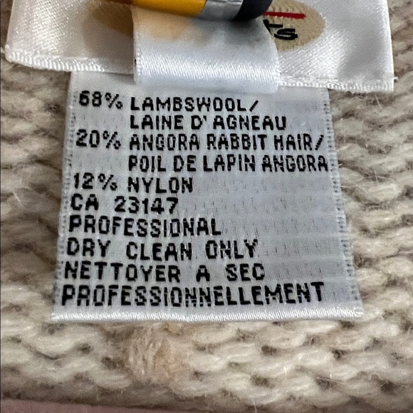 Talbots Size L Wool/ Angora Cream/Tan/Beige Classic Luxury Plaid Knit Sweater - Picture 9 of 9